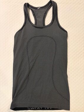 lululemon athletica Black and White Striped Racerback Tank